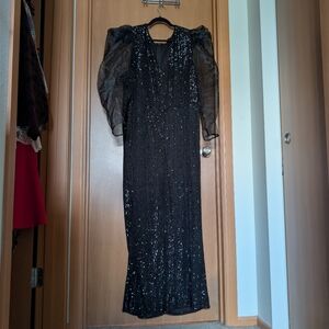 Eloquii Black Sequin Long Sleeve Jumpsuit